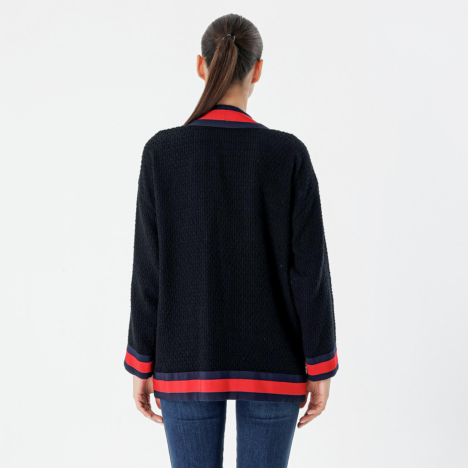 Gucci - Black Web Striped Long Cardigan